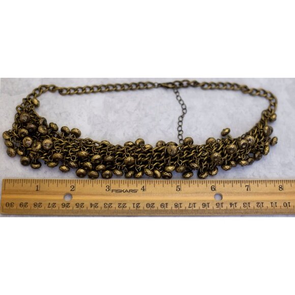 18 inch, Vintage Nautical Bronze Tone Bib Necklace - CL1 - Picture 3 of 3